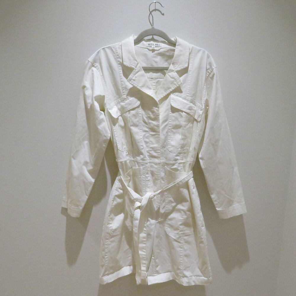 ALEX MILL Expedition Romper Jumpsuit in White Ecru Minimalist Quiet Luxury Sz S - Picture 2 of 15